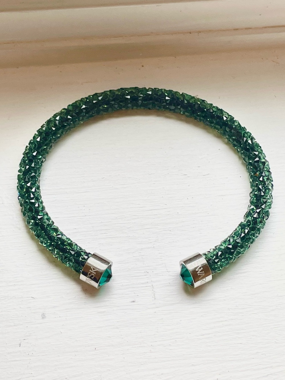Swarovski Emerald Green Crystal Open Cuff Bracelet